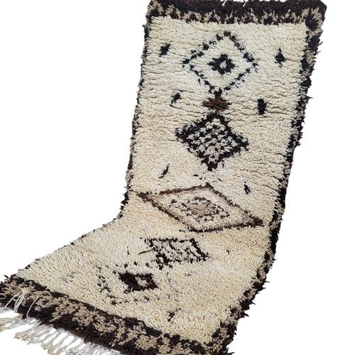 Vintage Handmade Moroccan Wool Rug Geometric Diamond Rustic Charm Berber Carpet - 第 3/24 張圖片