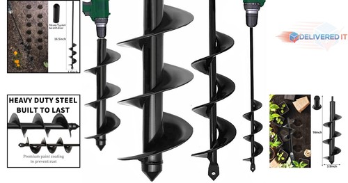 Tungsten Steel Garden Auger - Versatile Bulb Planting Tool, Fits 3/8" Hex Drill - Picture 2 of 11