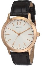 New Guess 39mm  Rose Gold Tone Black Leather Women's men's Watch W0922G6