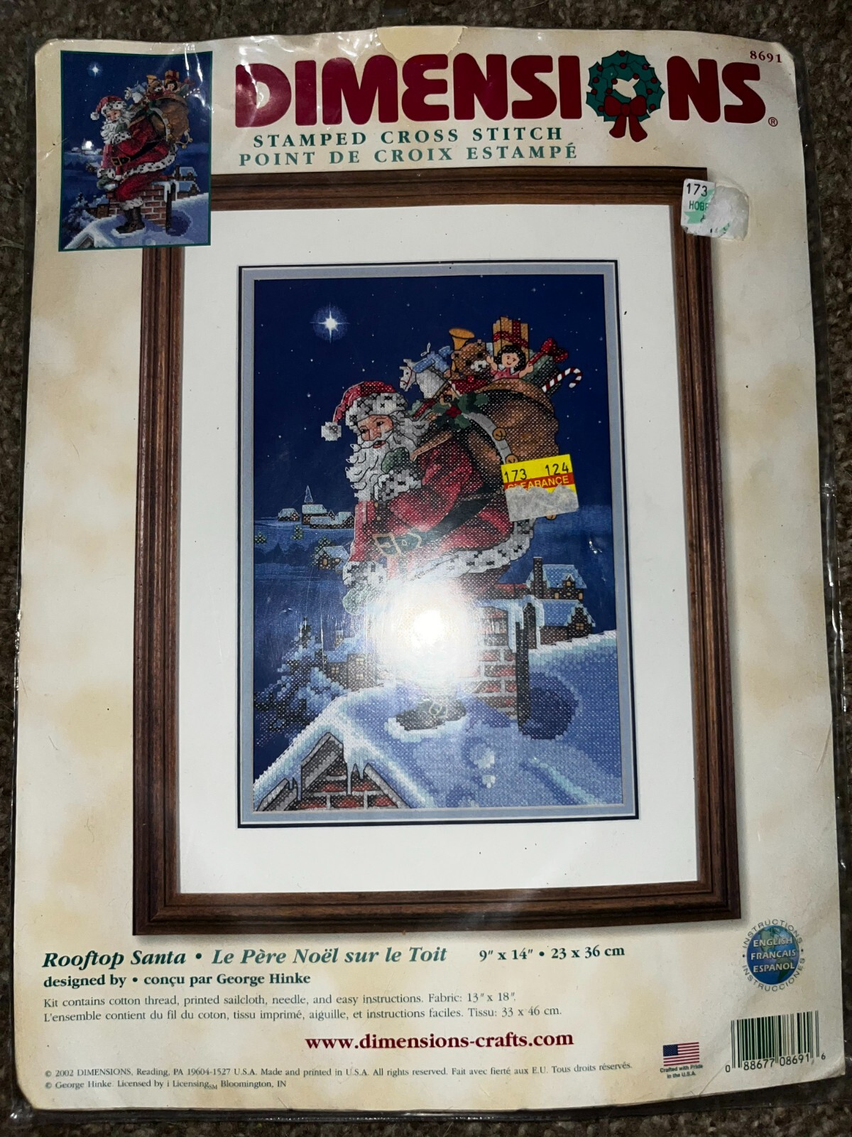 Dimensions Rooftop Santa Dimensions Stamped Cross Stitch