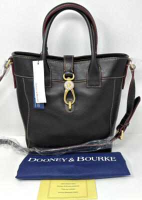 New~Dooney & Bourke Florentine Leather North/South Amelie Tote Bag~Brown T'moro