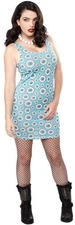 130308 Aqua Blue Optical Delusion Dress Sourpuss Eyeballs Eyes Creepy Medium M 