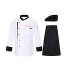Personalized Chef Jacket Chef Coat Apron Hat Set Kitchen Work Uniform Unisex