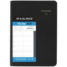 2026 Appointment Book Planner, Daily, 5" x 8", Small, Quarter-Hour, Black (70...