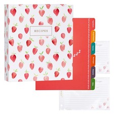 Jot  Mark 8.5" x 9.5" 3 Ring Recipe Binder with 50 Matching 4x6 inch Recipe ...