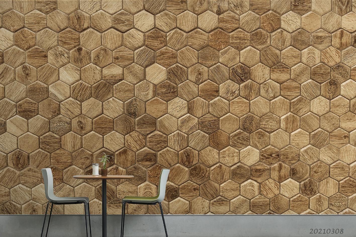 3D Wood Grain Hexagonal Pattern Wall Murals Wallpaper Murals Wall Sticker
