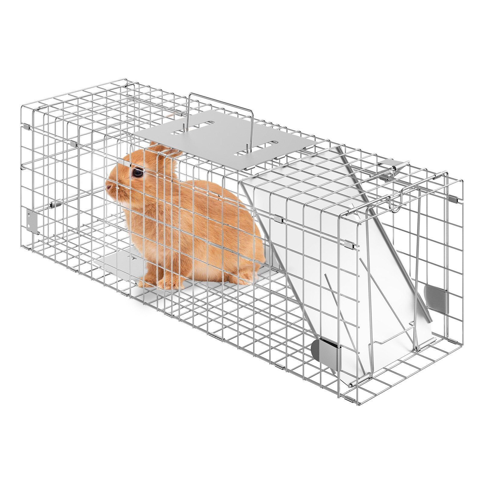 24in Humane Live Animal Trap, Galvanized Iron, Folding with Handle