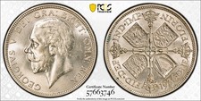 Great Britain Florin 1936, PCGS MS 64 Choice UNC, Fully Lustrous BU. KGV. F2