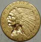 1915 GOLD US  $2.5 DOLLAR INDIAN HEAD QUARTER EAGLE COIN -4.2 Grams