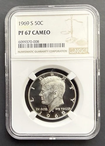 1969-S KENNEDY HALF DOLLAR - NGC PF-67 CAMEO