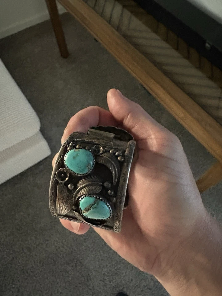 Joyería brazalete reloj navajo nativo americano turquesa esterlina Foto 4 de 4