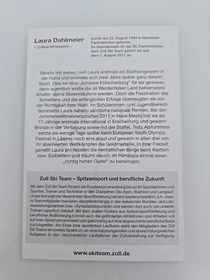 LAURA DAHLMEIER AUTOGRAMM ORIGINAL SIGNIERT AUTOGRAPH SIGNED AUTOGRAMMKARTE  - Bild 2 von 2