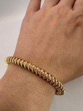 9ct Gold Fancy Ribbed Hinged Bangle Oval 62mm x 55mm - 16.38g Hallmarked 