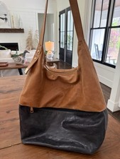 hobo the original Tan /Black Footed Soft Leather Shoulder Bag