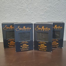 Lot of 4 Shea Moisture African Black Soap Calm Clearing Bar Soap, 8 oz