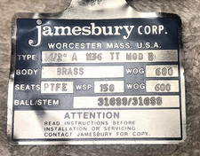Jamesbury Brass 1/2A 1136 TT Mod B Ball Valve