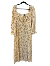 Shein Womans Floral Milkmaid Midi Dress Size XL Cottagecore Coquette Babydoll