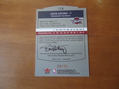 Jason Kapono 09/50 Autographed Artist Proof 2004 Skybox Limited Edition Die Cut