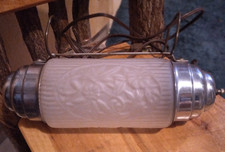 Vintage Headboard Bed Lamp Light Art Deco White Glass Flowers Floral Glass Shade