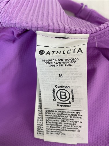Reggiseno Athleta Elation scollo a V costina longive taglia M (coppa A-C) nuovo con etichetta lavanda - Foto 3 di 10