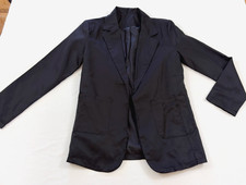 women's blazer size medium black collar long sleeve lapel open front polyester