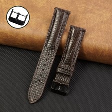 18mm Brown Lizard Leather Watch Strap Real Lizard Watch Band Men Black Buckle
