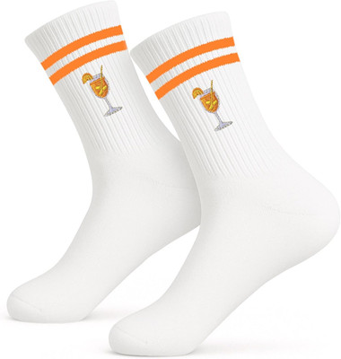Aperol Spritz Motiv Socken, Aperol Kostüm Damen Herren Uni Größe 36-42, Bestickt