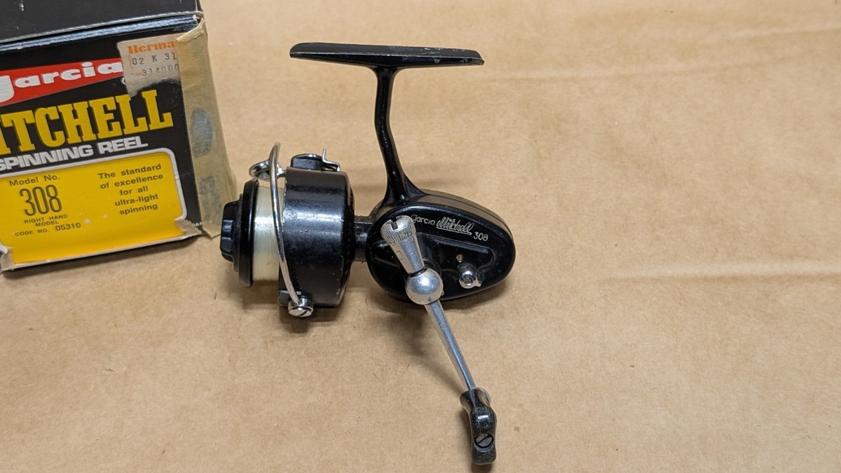 Vintage Garcia Mitchell 308 Spinning Reel With Box For Parts Or