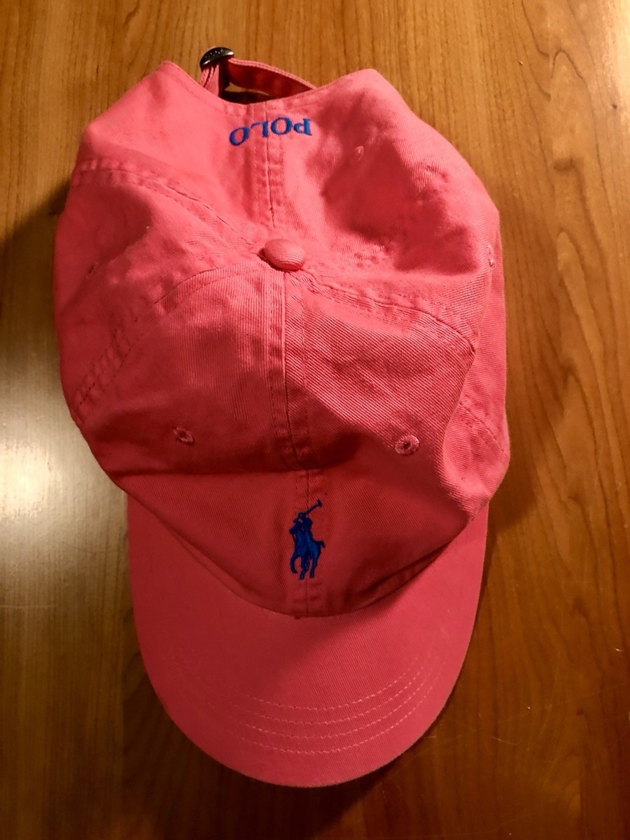 Vtg 90s Polo Ralph Lauren Pony Logo Pink Hat Strapback Cap