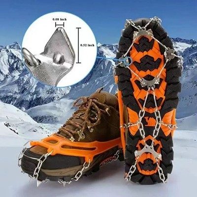 Antirutsch Eis Greifer für Schuhe Stiefel 8 Zahn Spikes Schnee Wandern Steigeisen UK