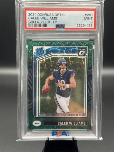 2024 Panini Donruss Optic- PSA 9 Caleb Williams #201 Green Velocity Rated Rookie
