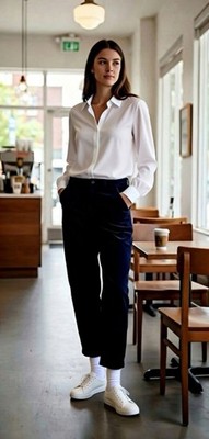 Alpine Design Womens Barrel Pant Deep Navy Cropped Relaxed Leg High Rise Size 6