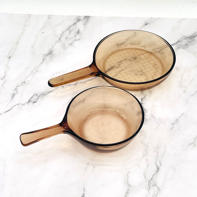 Vision Corning Ware 0.5L Pyrex Amber 0.5L Sauce Pan & 7'' Fry Pan No Lid