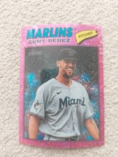 2026 Topps Heritage - Eury Perez #18 Chrome Pink Sparkle Refractor