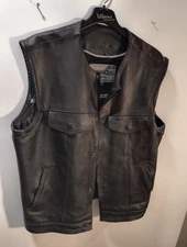 Vintage UNIK  Leather Vest Conceal Carry inside pocket   Size 2XL