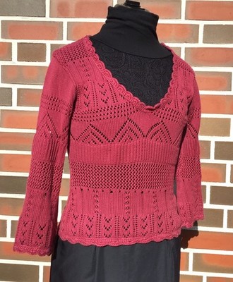 MEXX Strickpullover Pullover Oberteil Gr. M Lila Rot Baumwolle TOP