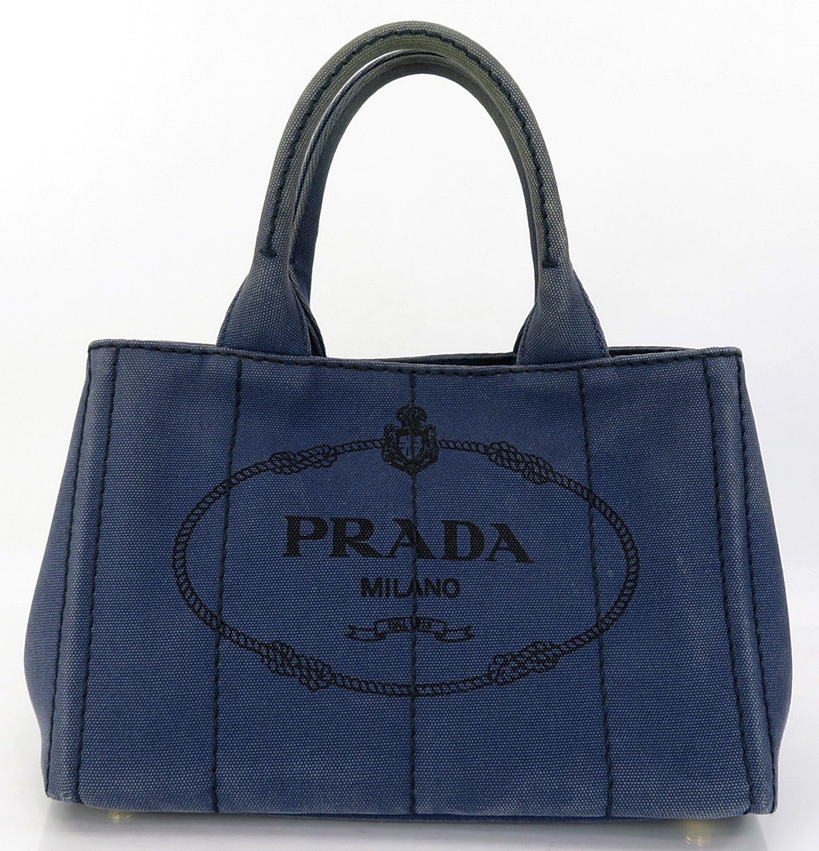 しらす☆【PRADA】カナパ コバルトブルー Lサイズ キャンバス トート Authentic PRADA Canapa Blue Canvas Hand Tote Bag Purse #61953 | eBay