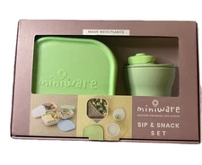 Miniware Sip + Snack (Key Lime) Children's Tableware Set W Bowl & Sippy Cup