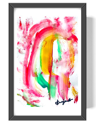 Guajardo Art Sunset Over A Cactus Desert 9X6 Paper Unique Abstract Expressionism