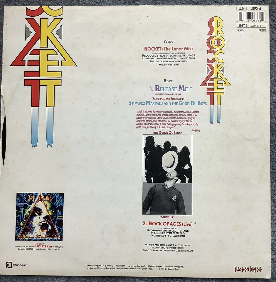DEF LEPPARD - ROCKET  ( the lunar mix ). 12” single - Image 4 of 4