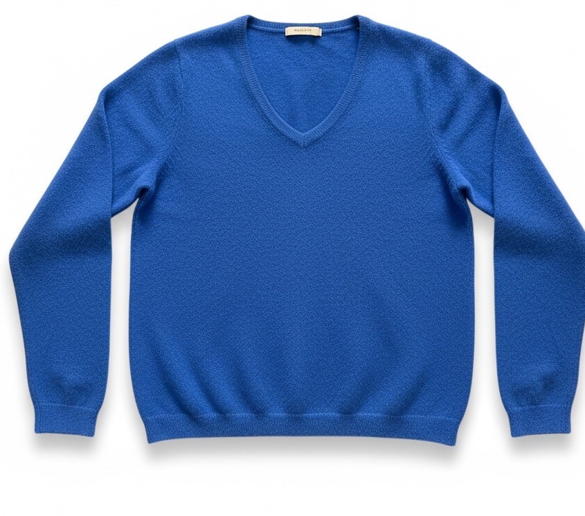 Lark & Ro Heather Blue 100% Cashmere Sweater Royal Blue V Neck Xl