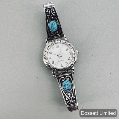 Accutime Womens Watch Turquoise Silver Tone Bracelet Quartz WM12003 PC21J