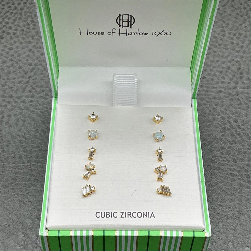 House of Harlow 1960 Conjunto de Brincos Femininos de Zircônia Cúbica 6 Pares Caixa de Presente - Imagem 3 de 4