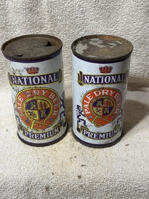 2 National Premium flat top beer cans