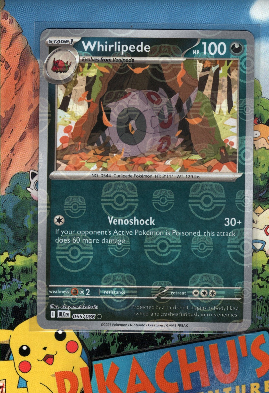 Pokémon TCG Whirlipede (Master Ball Pattern) 055/086  Sv: Black Bolt Holo NM/M