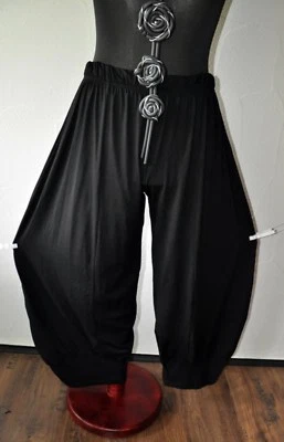 MY OBSESSION MYO-Lagenlook raffinierte eingeraffte - Ballonhose schwarz Jersey 44,46,48,50,52