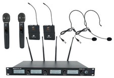 Rockville RWM-4Z Quad Wireless UHF Handheld/Headset Microphone System 20 Channel