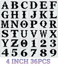 36 Pcs 4 Inch Retro Letter and Number Stencils for Painting on Wood Fabric