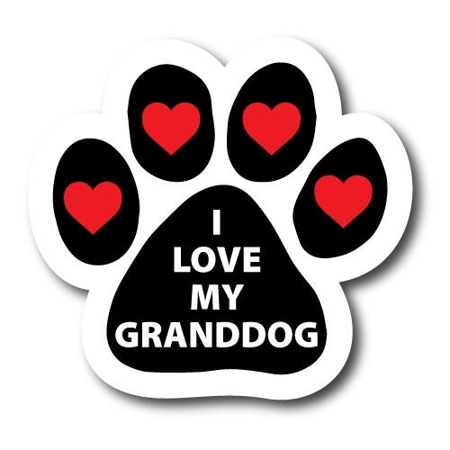 I Love My Granddog Paw print Car Magnet 5" Paw Print Auto Truck Decal Magnet - Picture 1 of 7