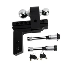 Adjustable Trailer Hitch 2'' Receiver 6'' Drop Rise Tow Dual Ball 12500lb